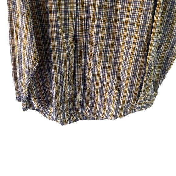 Eddie Bauer Men's Size Large Plaid Blue Yellow Long Sleeve Button Up - Picture 3 of 7